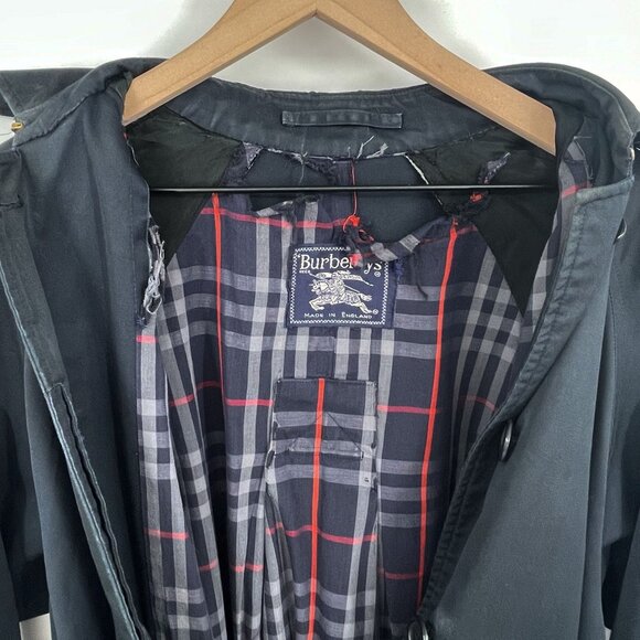 Vintage 80's Burberry Heritage Waterloo Trench Coat Nova Check 10 Long FLAWS - Picture 8 of 13